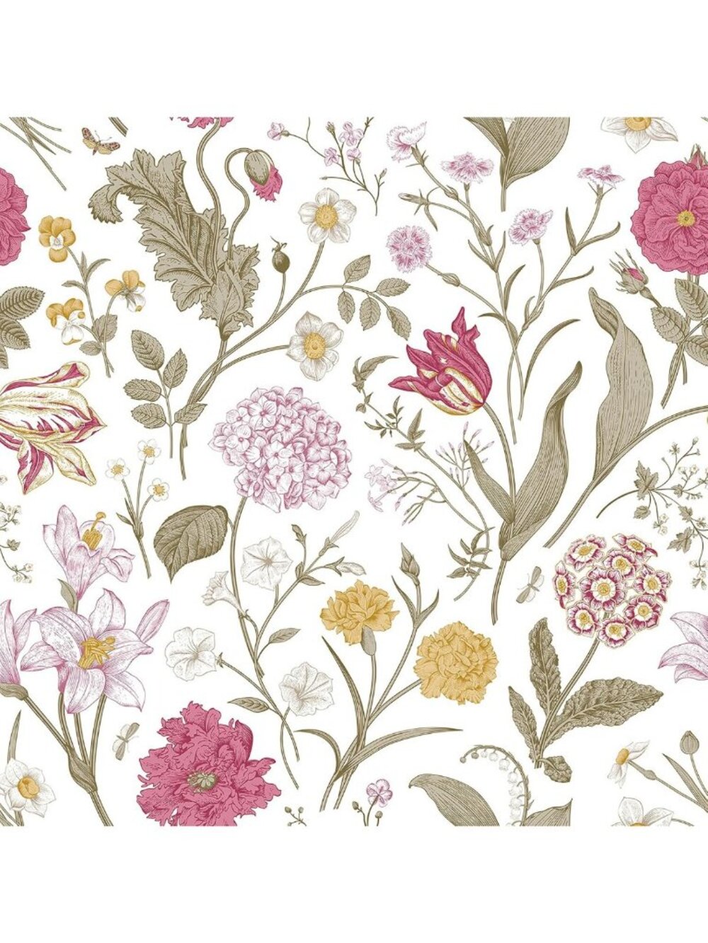 FunStick 17.5"x354" Cottage Core Pink Floral Peel and Stick Wallpaper Vintage